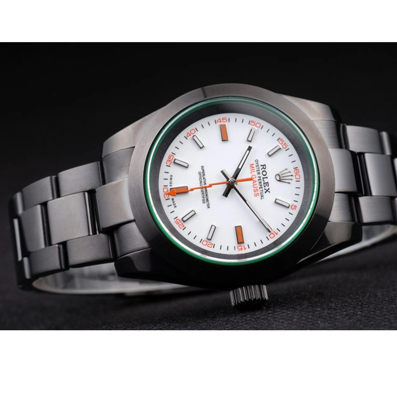Good Copy Rolex Watches Dial Saphire Pro-Hunter Rolex Green Milgauss White Tinted 1015